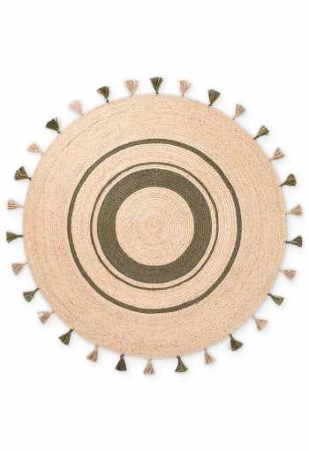 Kruhový kusový koberec Hanse Home Jute Braided 106330 Natural Gold Green