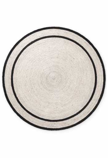 Kruhový kusový koberec Hanse Home Jute Braided 106331 Natural Ivory Black