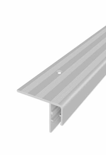 Schodový profil vŕtaný pre LED osvetlenie - Strieborný Matný 60x45 mm
