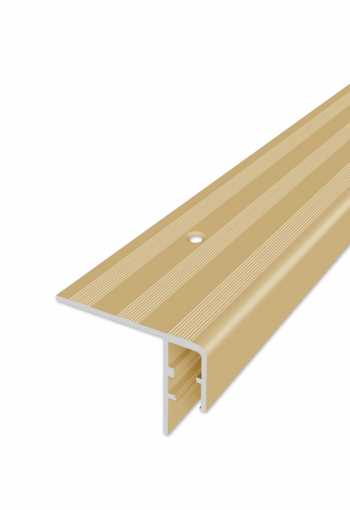 Schodový profil vŕtaný pre LED osvetlenie - Zlatý Matný 60x45 mm