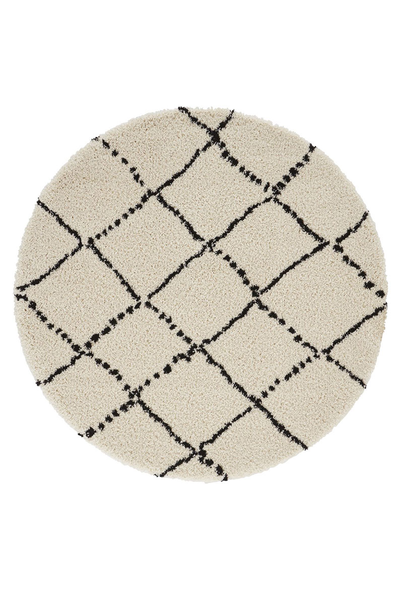 Kusový koberec Mint Rugs Allure 102753 Cream Black kruh Ø 160 cm