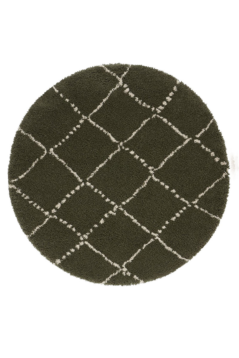 Kusový koberec Mint Rugs Allure 104404 Olive green kruh Ø 120 cm