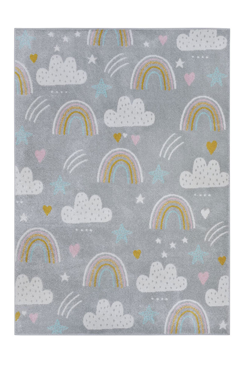 Detský kusový koberec Hanse Home Adventures 105955 Rainbow Clouds Grey 160x235 cm