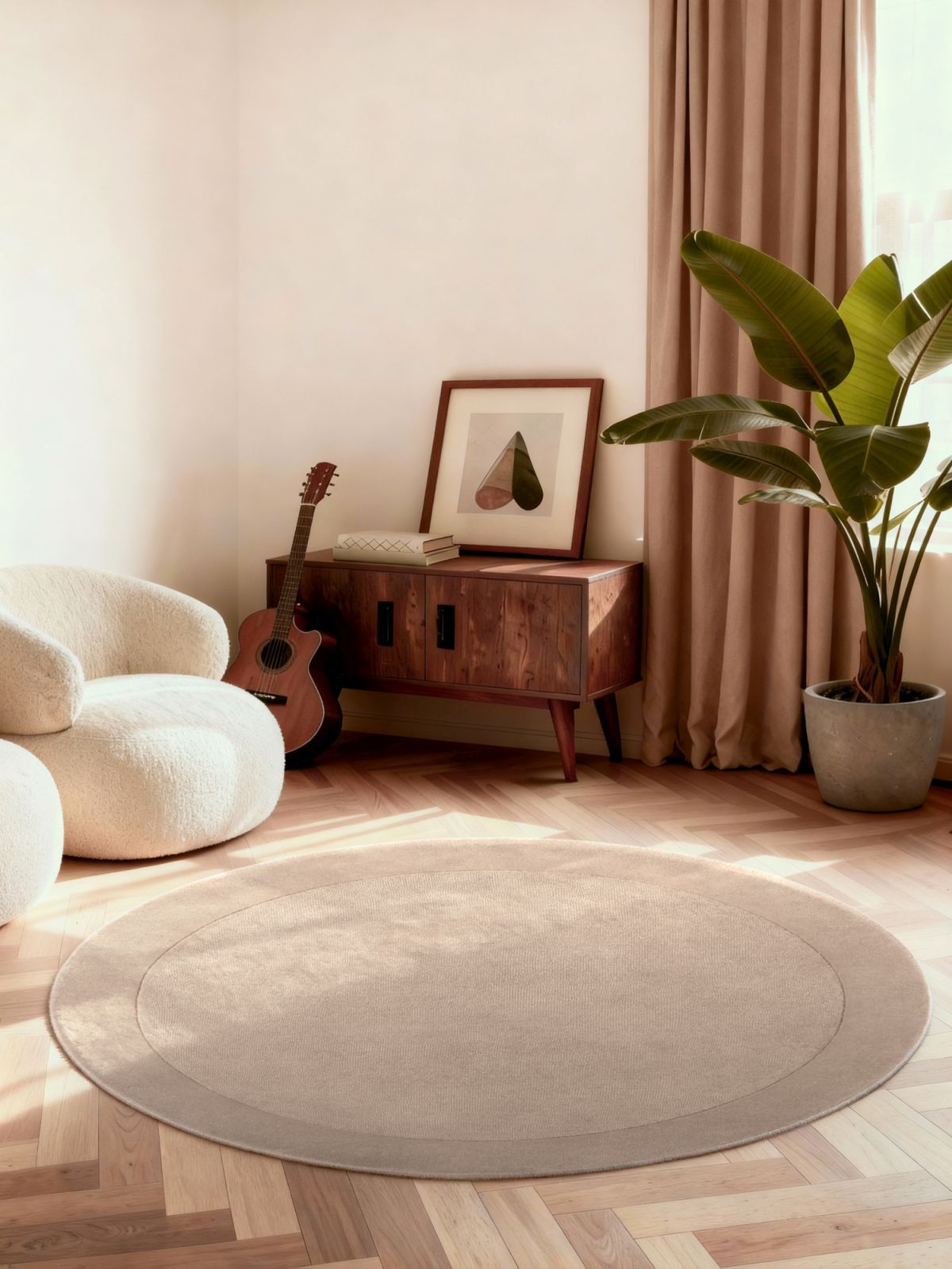 Kruhový kusový koberec Villeroy & Boch 1812 106282 Natural Beige Ø 200 cm