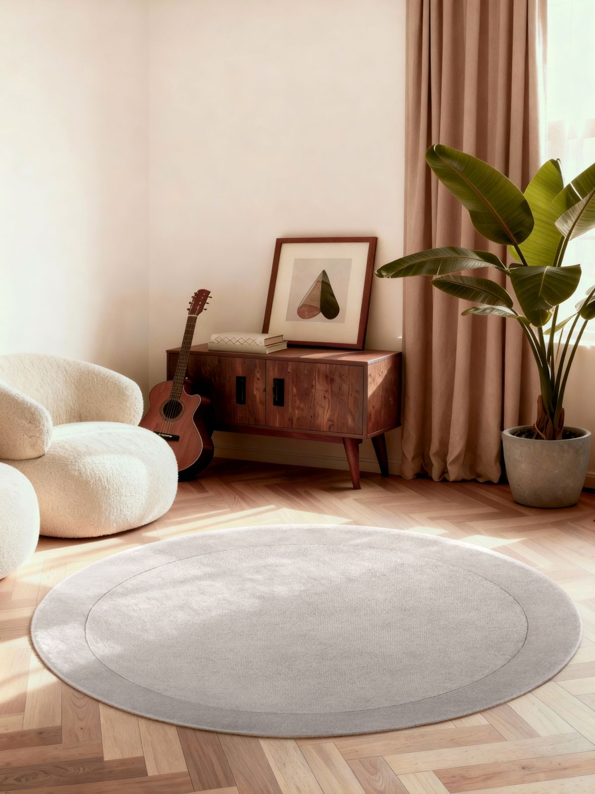 Kruhový kusový koberec Villeroy & Boch 1812 106283 Natural Grey Ø 150 cm