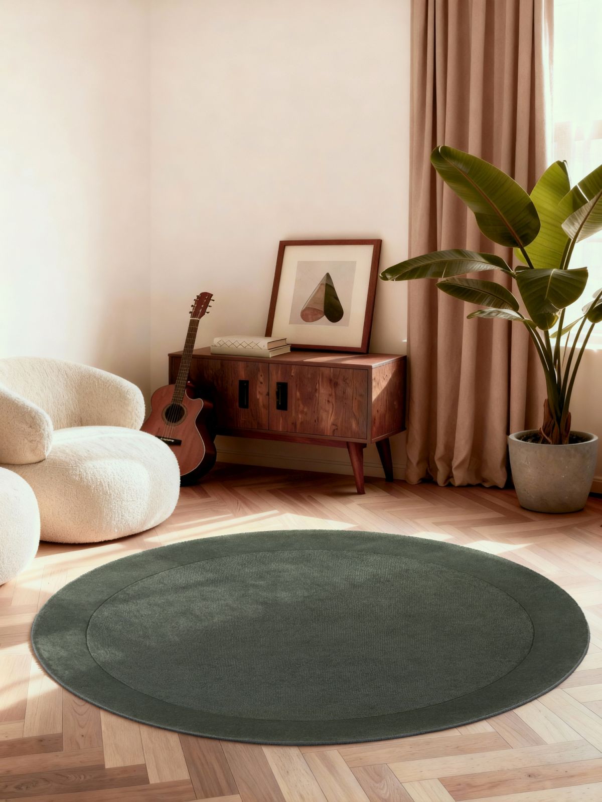 Kruhový kusový koberec Villeroy & Boch 1812 106284 Natural Green Ø 150 cm