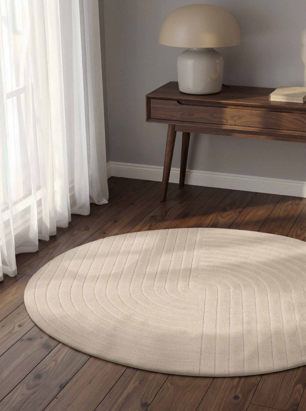 Kruhový kusový koberec Vikosa Arcura 106269 Cream White Ø 200 cm
