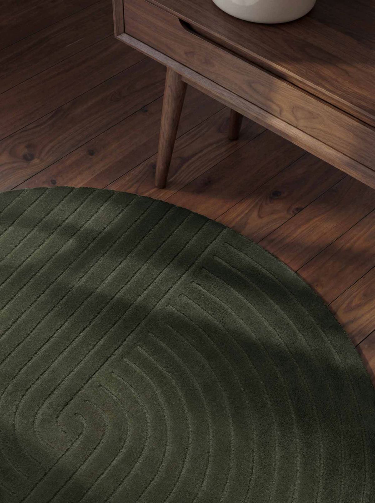 Kruhový kusový koberec Vikosa Arcura 106271 Dark Green Ø 200 cm