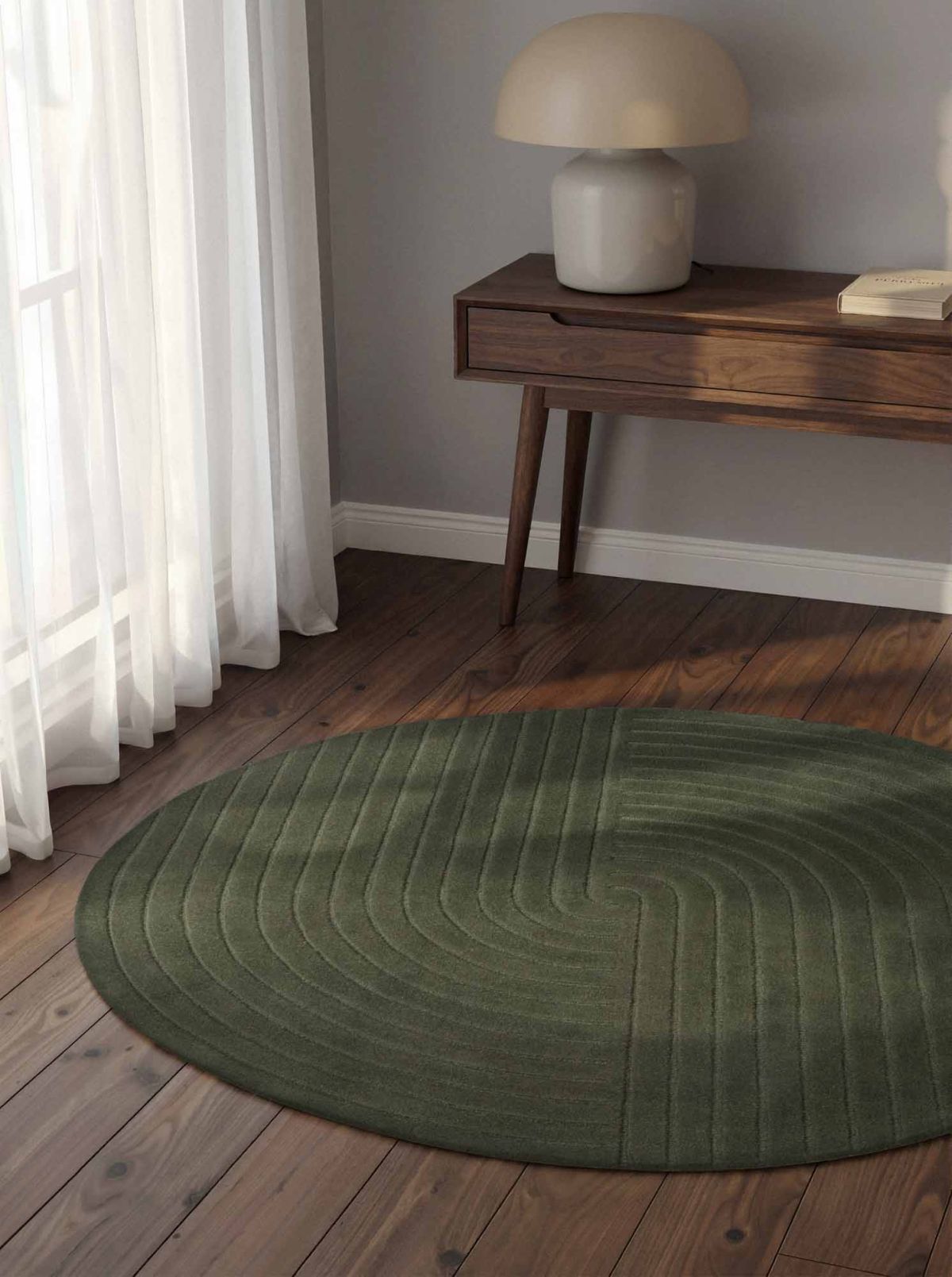 Kruhový kusový koberec Vikosa Arcura 106271 Dark Green Ø 200 cm