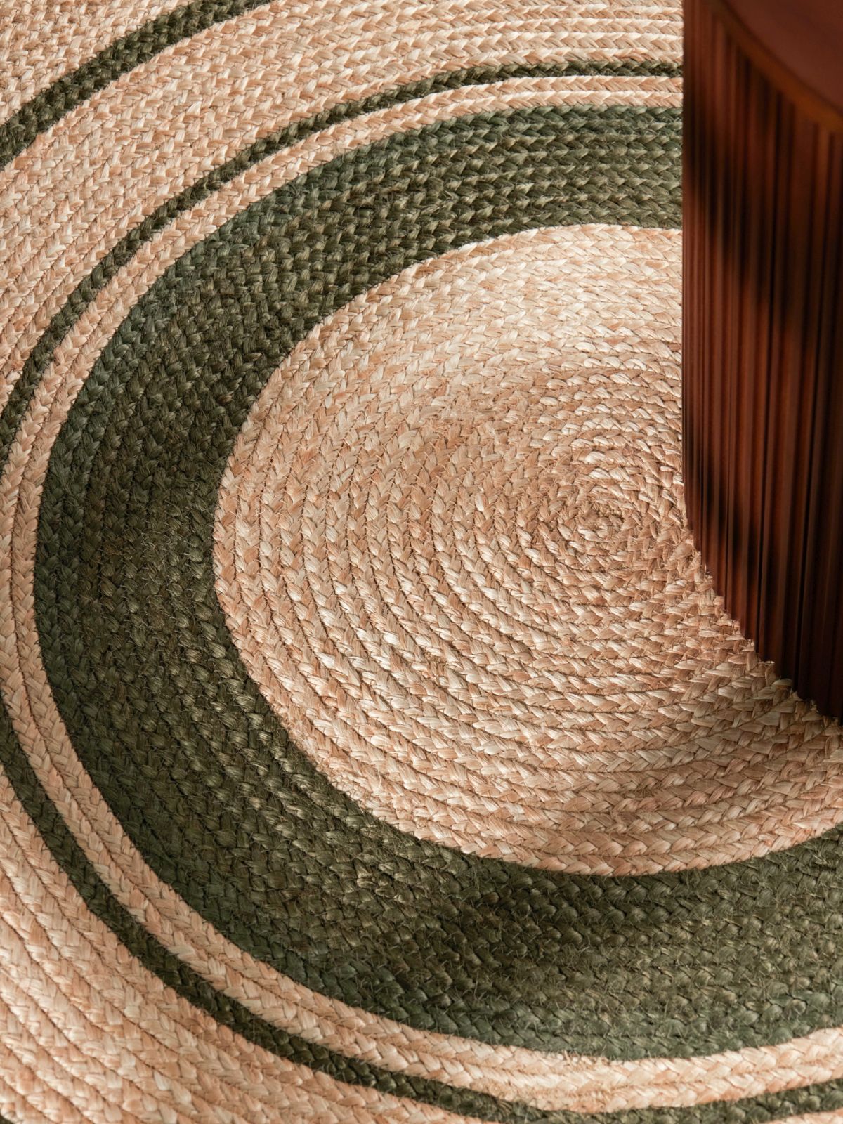 Kruhový kusový koberec Hanse Home Jute Braided 106330 Natural Gold Green Ø 200 cm