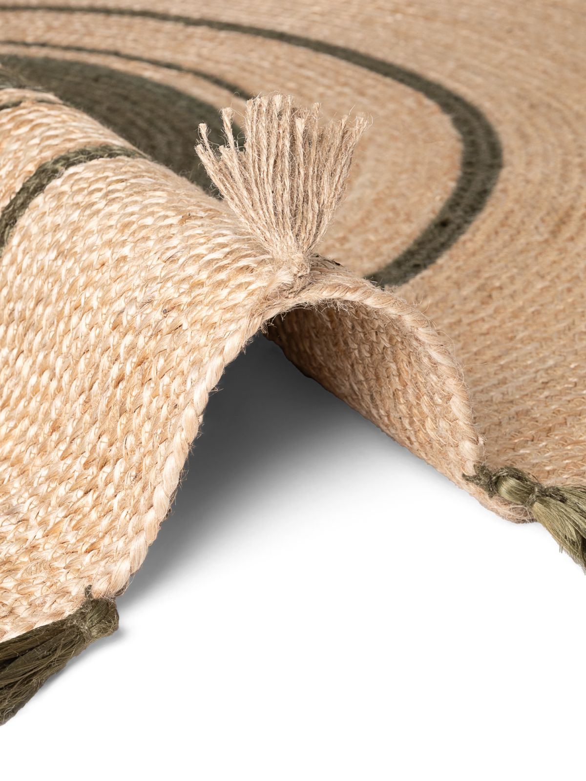 Kruhový kusový koberec Hanse Home Jute Braided 106330 Natural Gold Green Ø 200 cm
