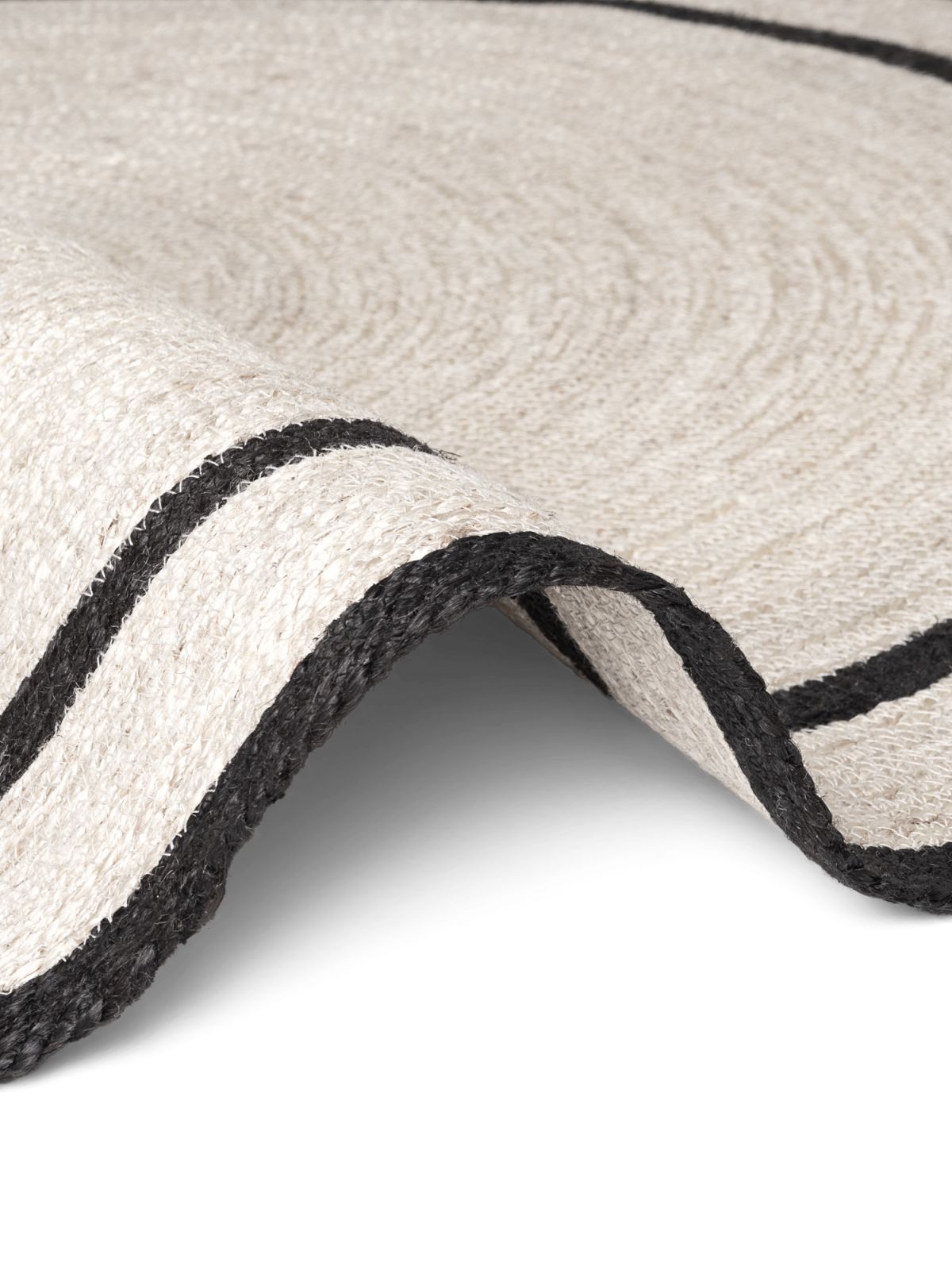 Kruhový kusový koberec Hanse Home Jute Braided 106331 Natural Ivory Black Ø 200 cm