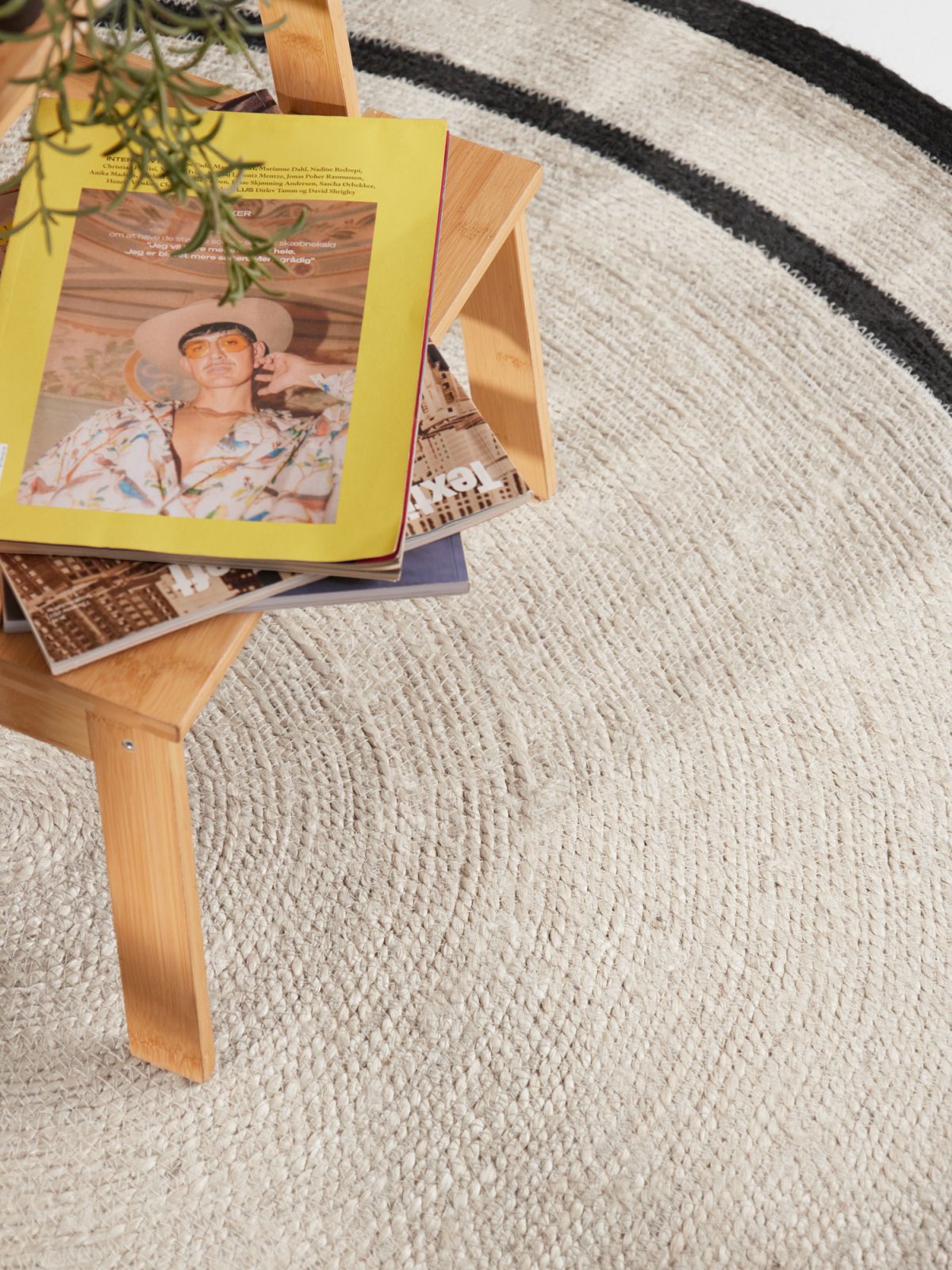 Kruhový kusový koberec Hanse Home Jute Braided 106331 Natural Ivory Black Ø 200 cm