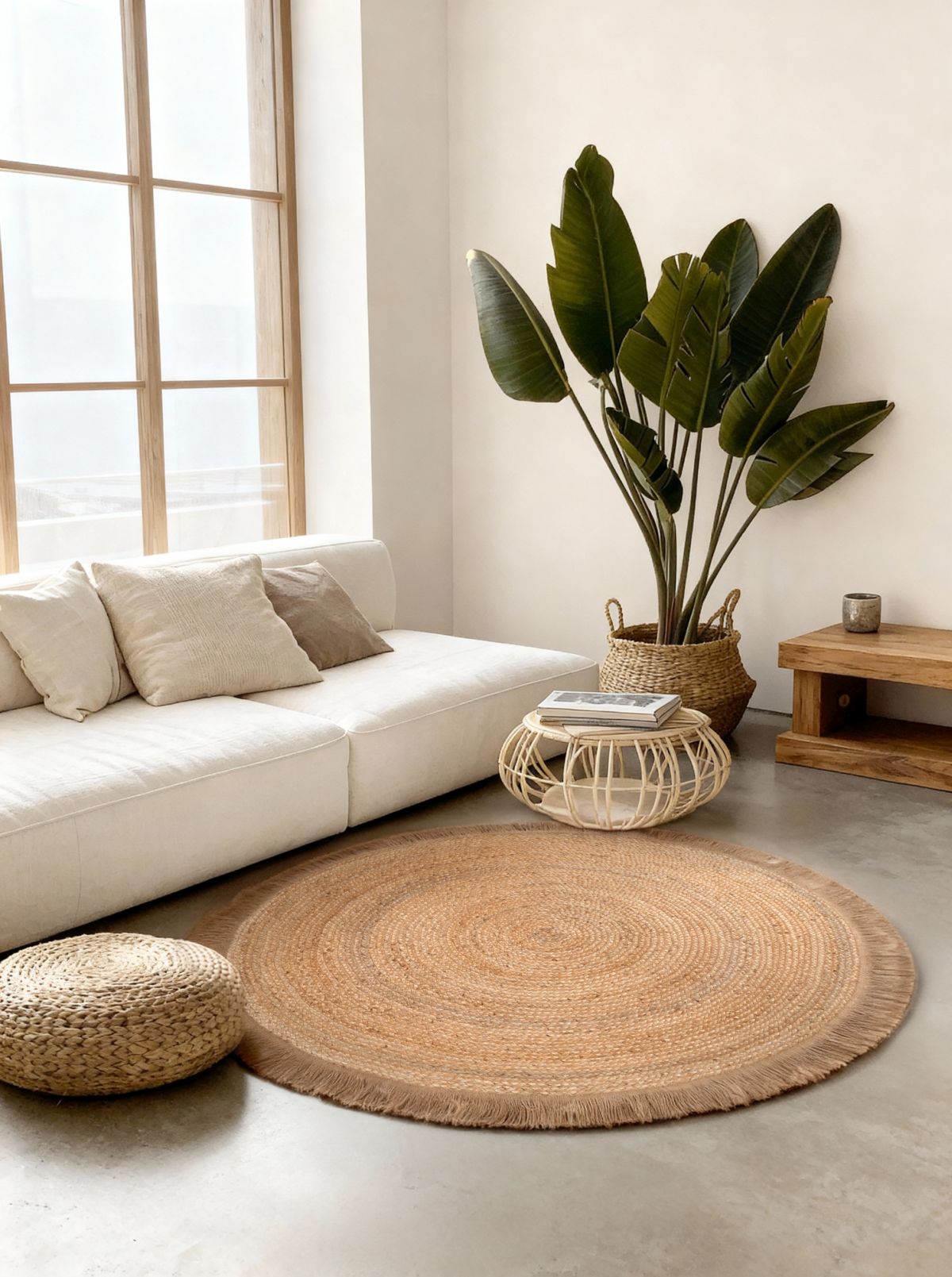 Kruhový kusový koberec Hanse Home Jute Braided 106332 Natural Gold Ø 200 cm