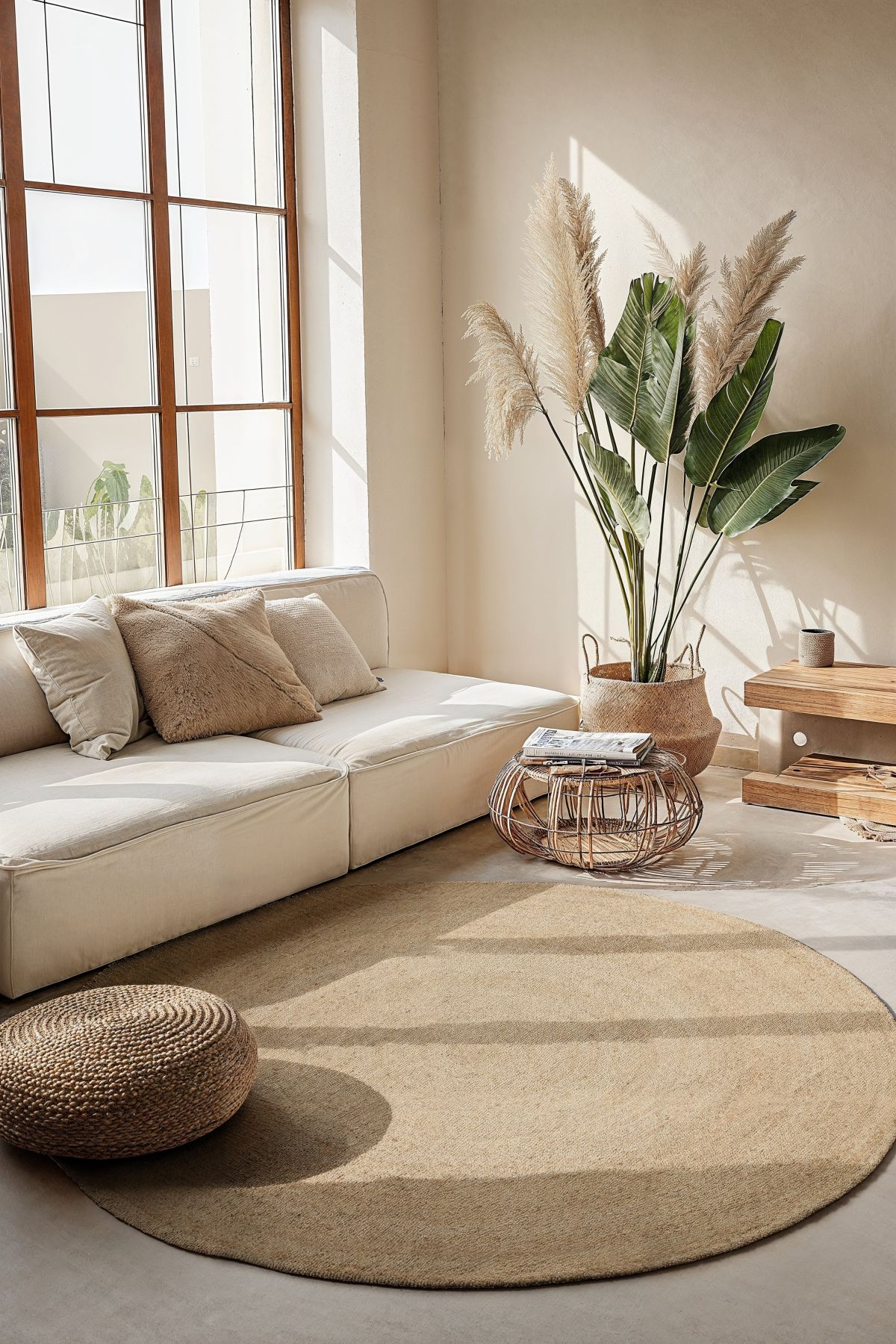 Kruhový kusový koberec Hanse Home Jute Braided 106007 Ivory Ø 200 cm