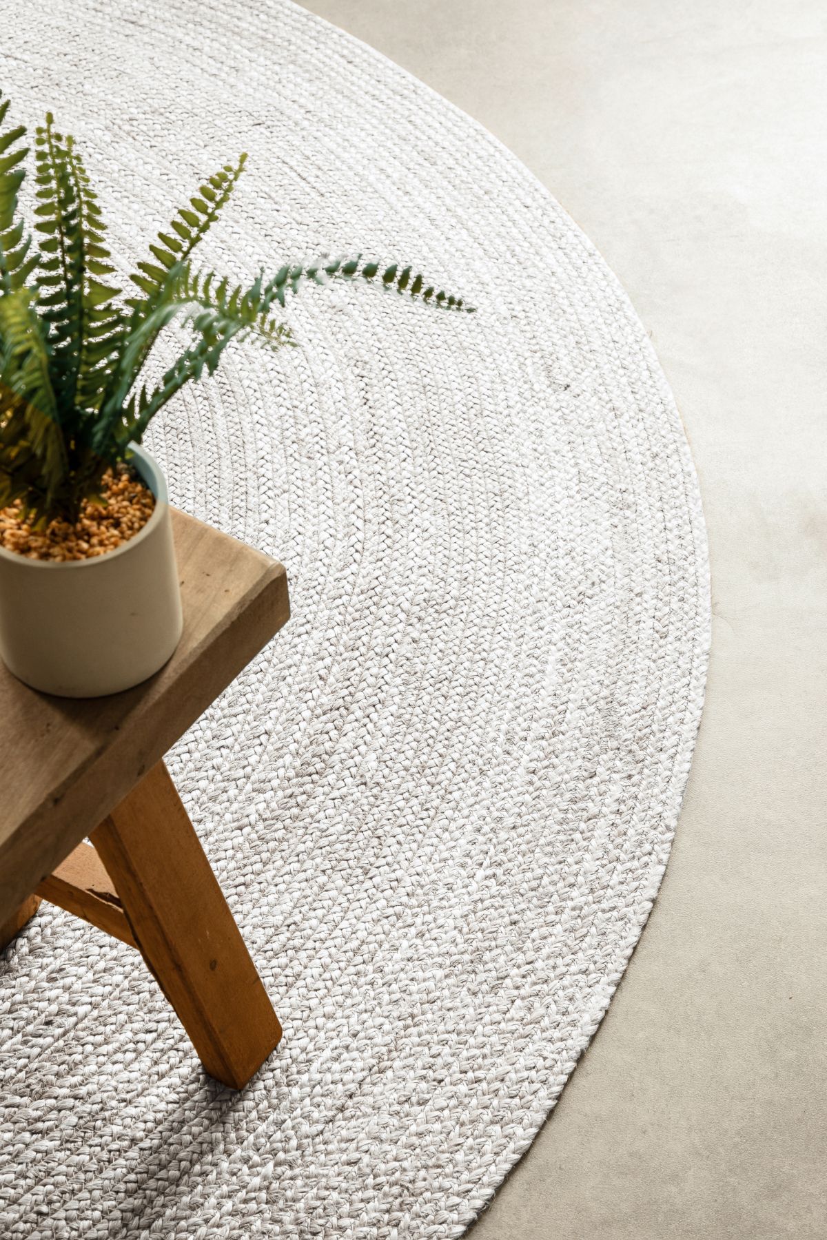 Kruhový kusový koberec Hanse Home Jute Braided 106321 White Ø 100 cm