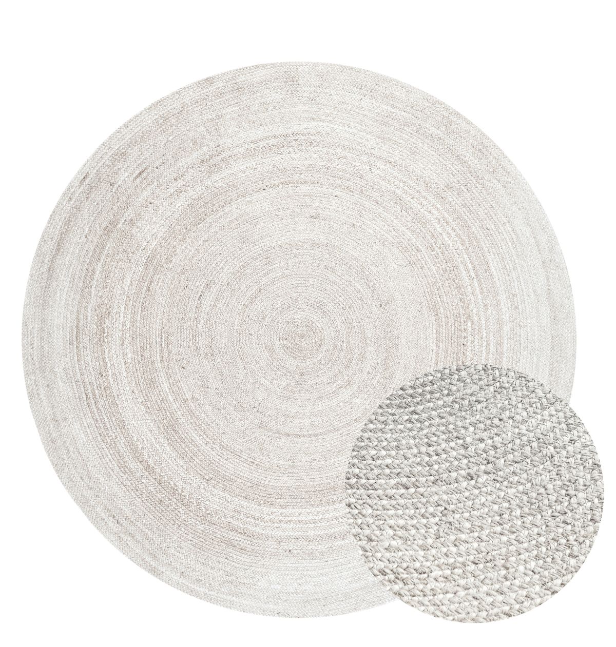 Kruhový kusový koberec Hanse Home Jute Braided 106321 White Ø 100 cm