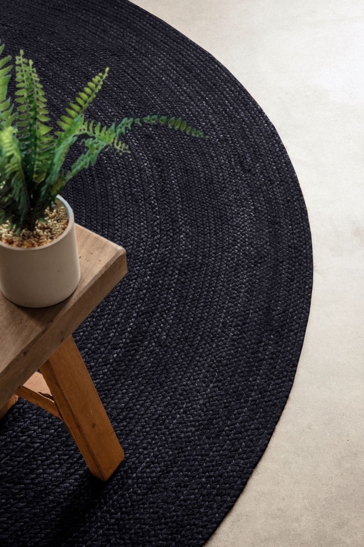 Kruhový kusový koberec Hanse Home Jute Braided 106322 Black Ø 100 cm