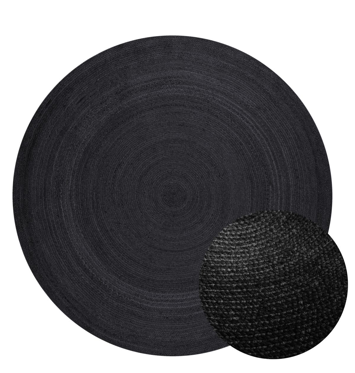 Kruhový kusový koberec Hanse Home Jute Braided 106322 Black Ø 100 cm