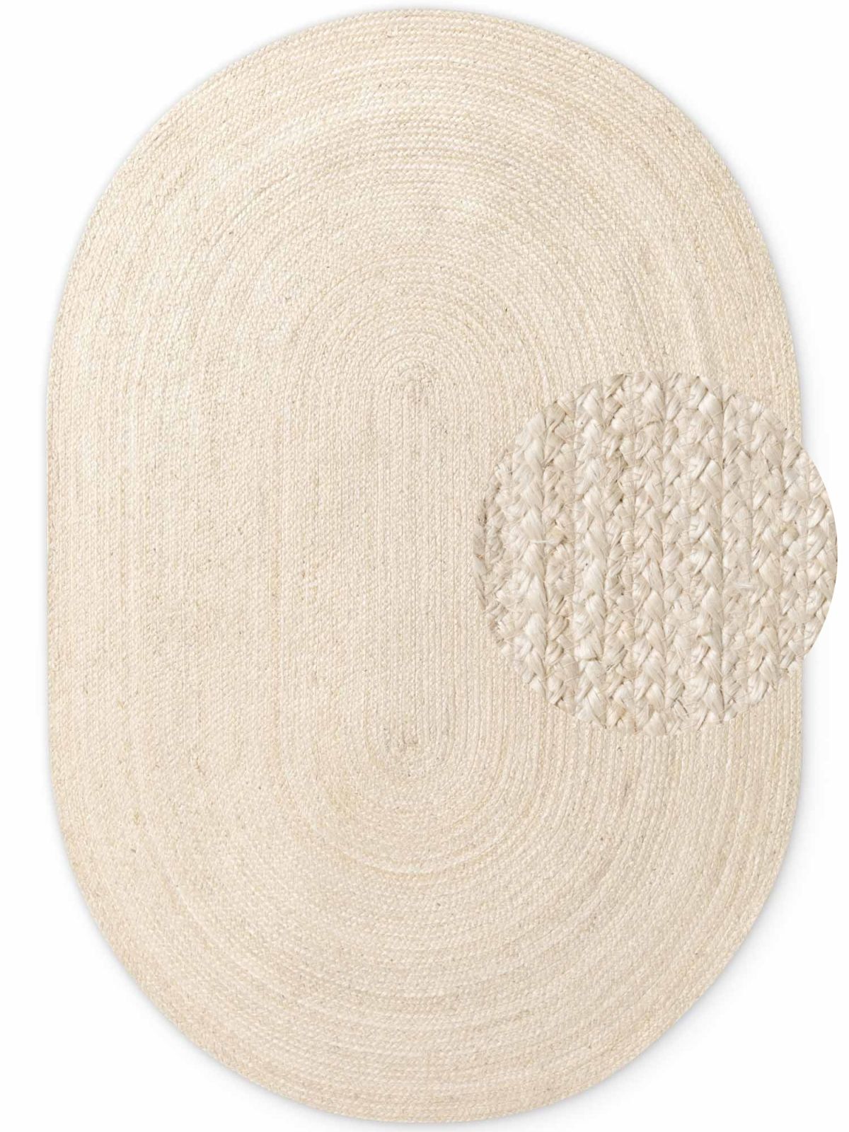 Kusový koberec Hanse Home Jute Braided 106007 Natural Ivory - ovál 160x230 ovál cm