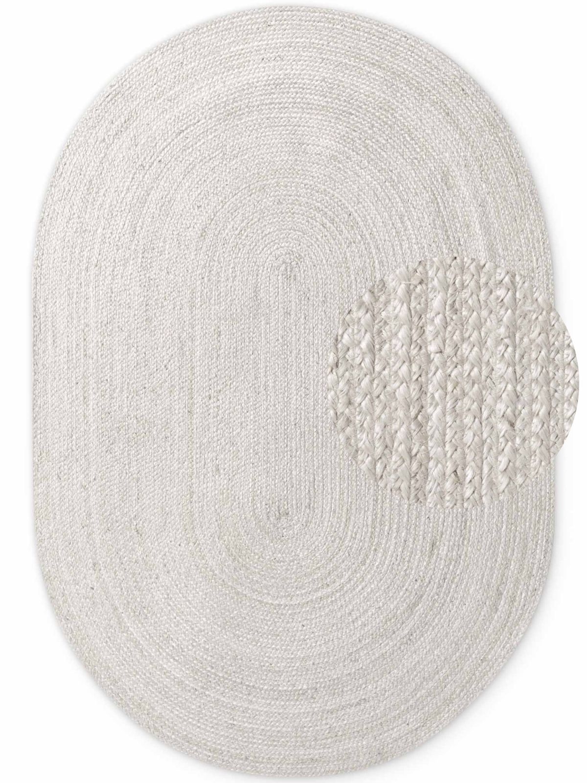 Kusový koberec Hanse Home Jute Braided 106321 White - ovál 160x230 ovál cm
