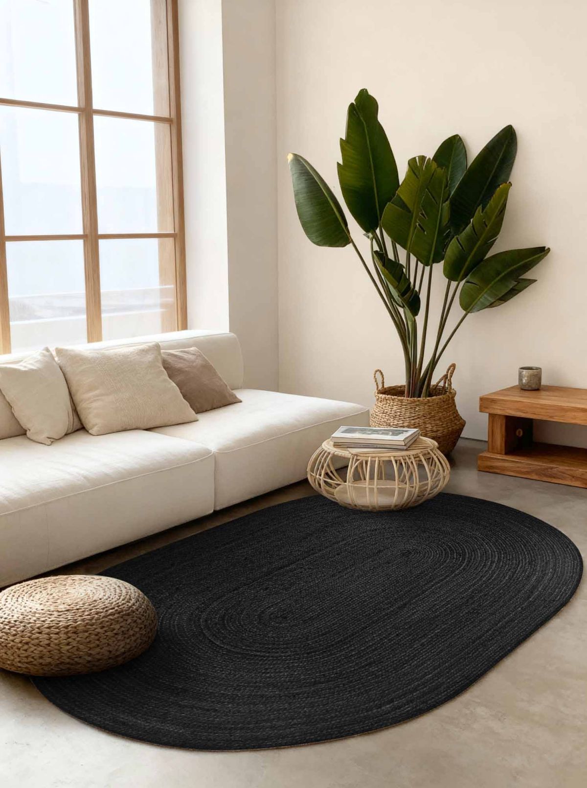 Kusový koberec Hanse Home Jute Braided 106322 Black - ovál 160x230 ovál cm