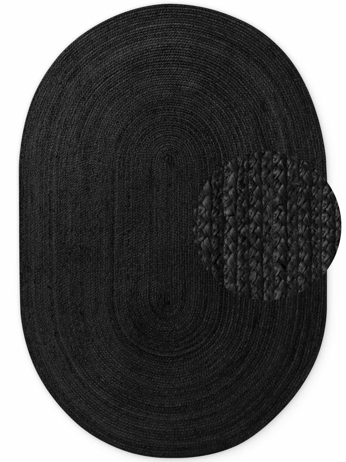 Kusový koberec Hanse Home Jute Braided 106322 Black - ovál 160x230 ovál cm