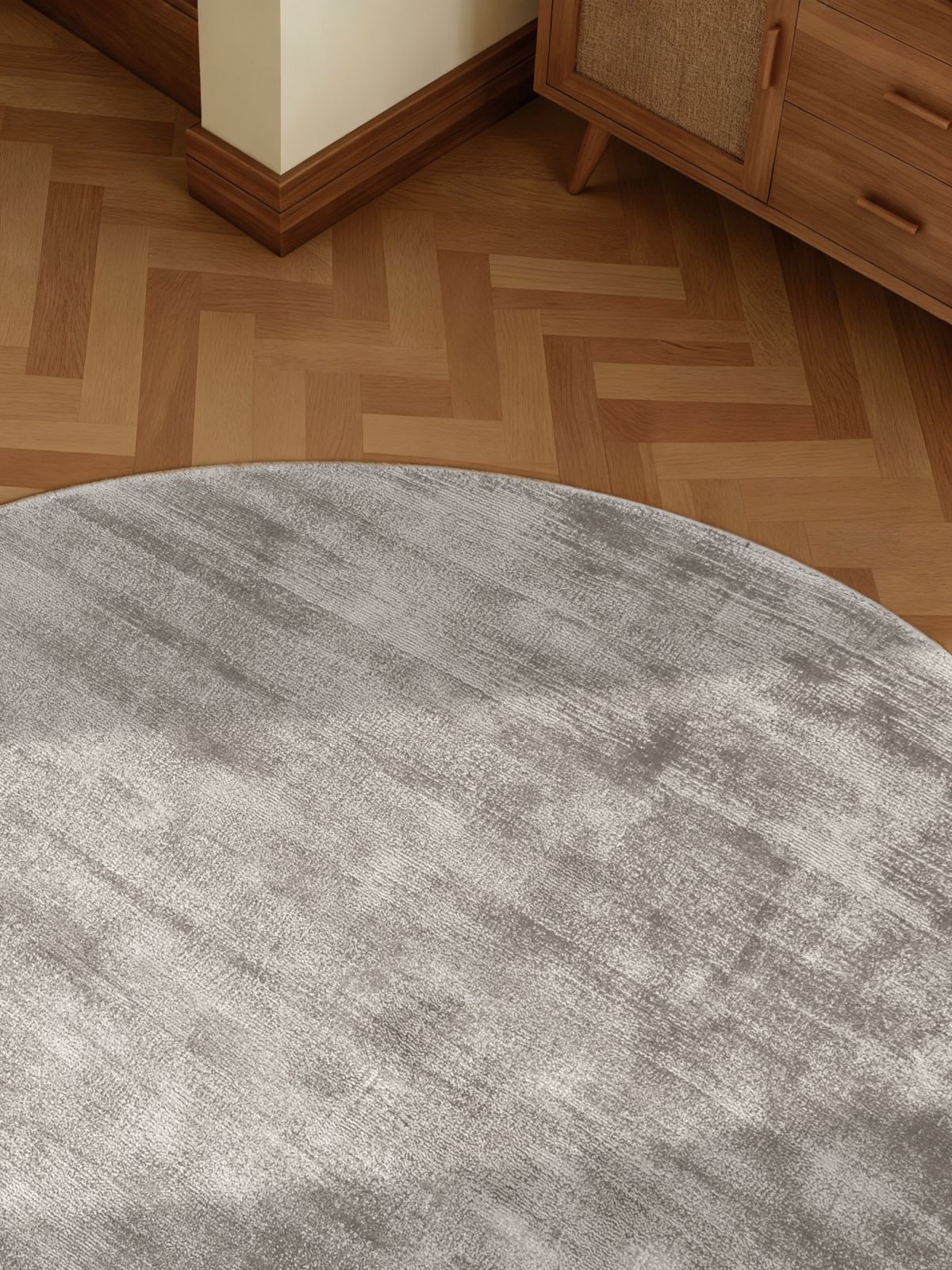 Kruhový kusový koberec Vikosa Jane 106294 Silver Grey Ø 150 cm