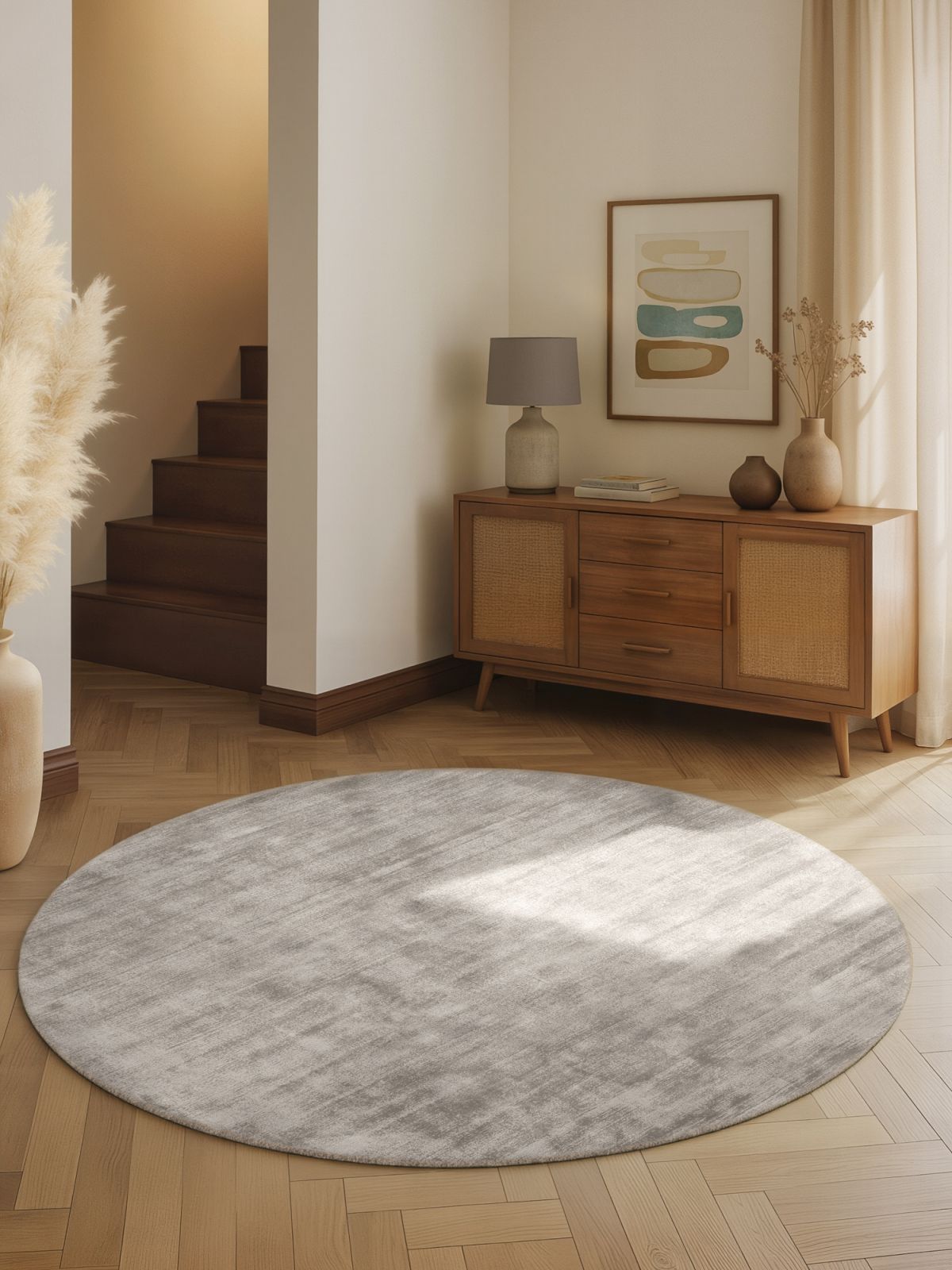 Kruhový kusový koberec Vikosa Jane 106294 Silver Grey Ø 150 cm
