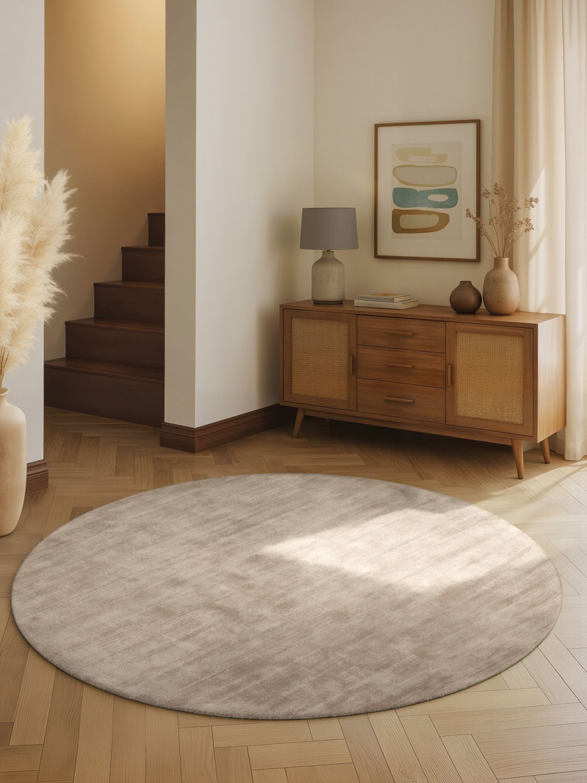 Kruhový kusový koberec Vikosa Jane 106295 Beige Ø 200 cm