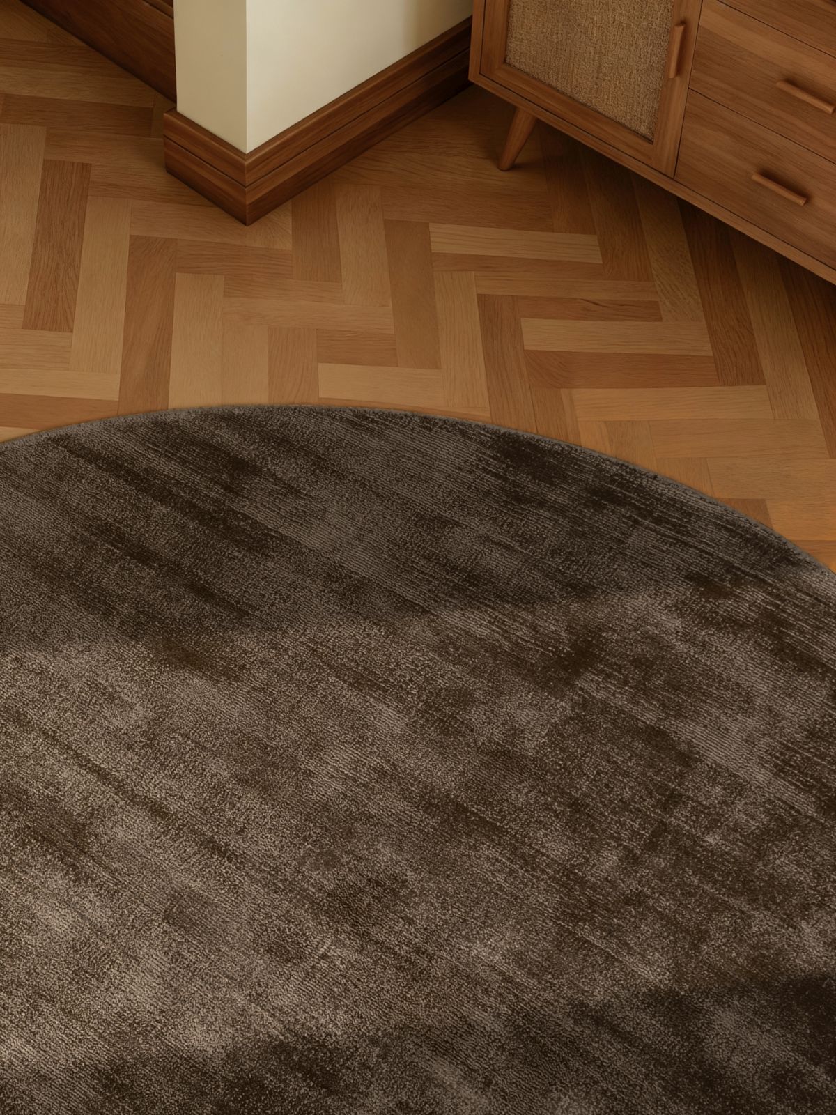 Kruhový kusový koberec Vikosa Jane 106297 Brown Ø 200 cm