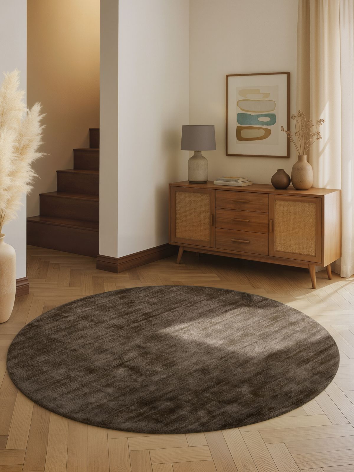Kruhový kusový koberec Vikosa Jane 106297 Brown Ø 200 cm