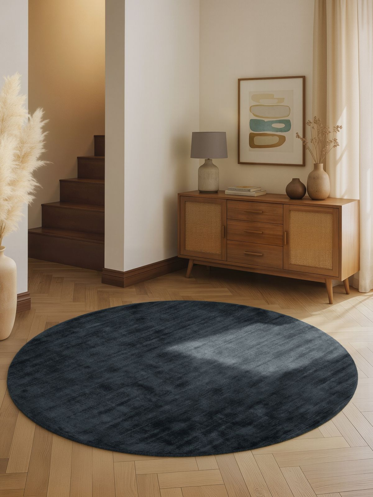 Kruhový kusový koberec Vikosa Jane 106299 Black Ø 200 cm
