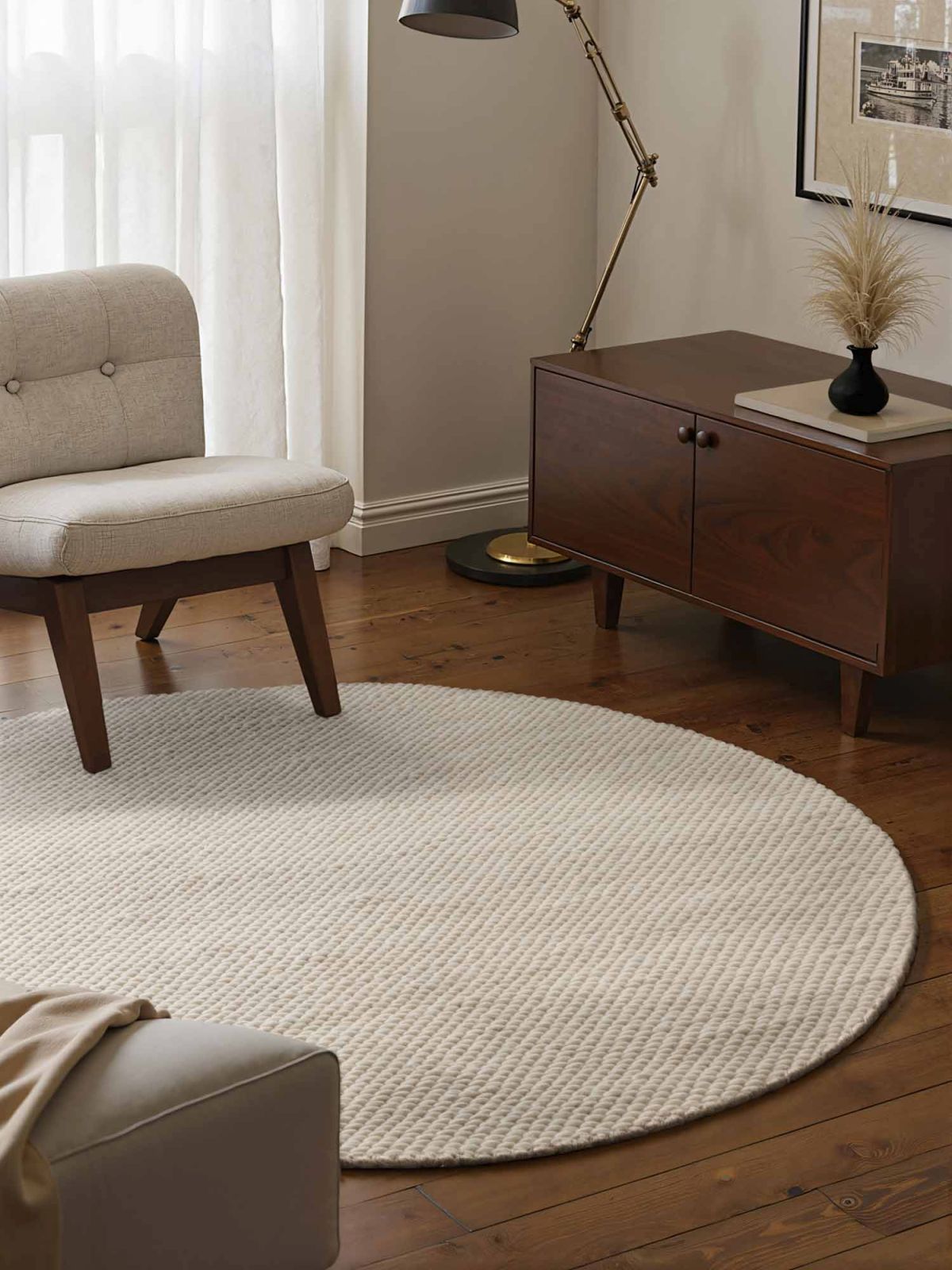 Kruhový kusový koberec Elle Decoration Lyon 106314 Natural Cream Ø 200 cm