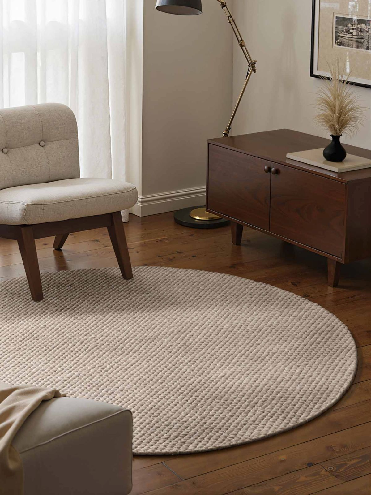 Kruhový kusový koberec Elle Decoration Lyon 106315 Natural Beige Ø 200 cm
