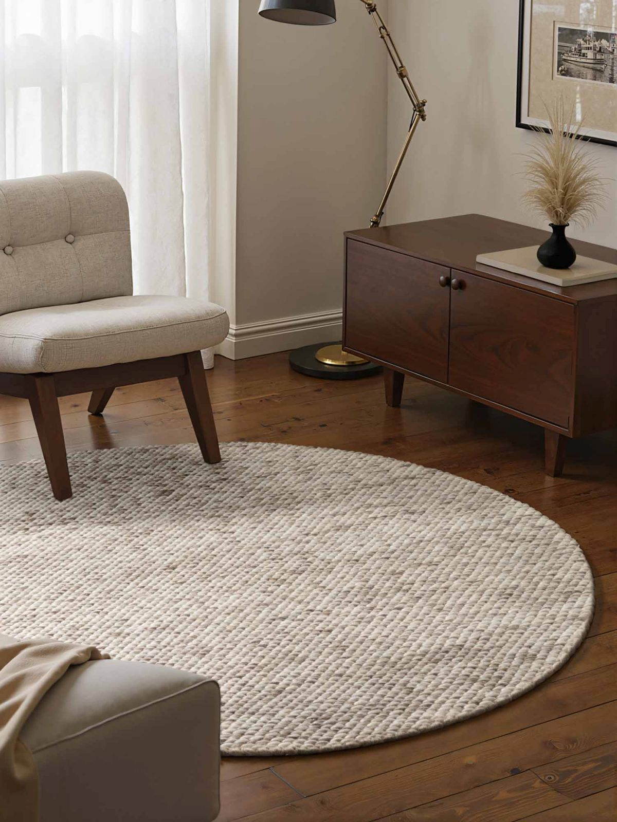 Kruhový kusový koberec Elle Decoration Lyon 106316 Natural Cream Brown Ø 200 cm