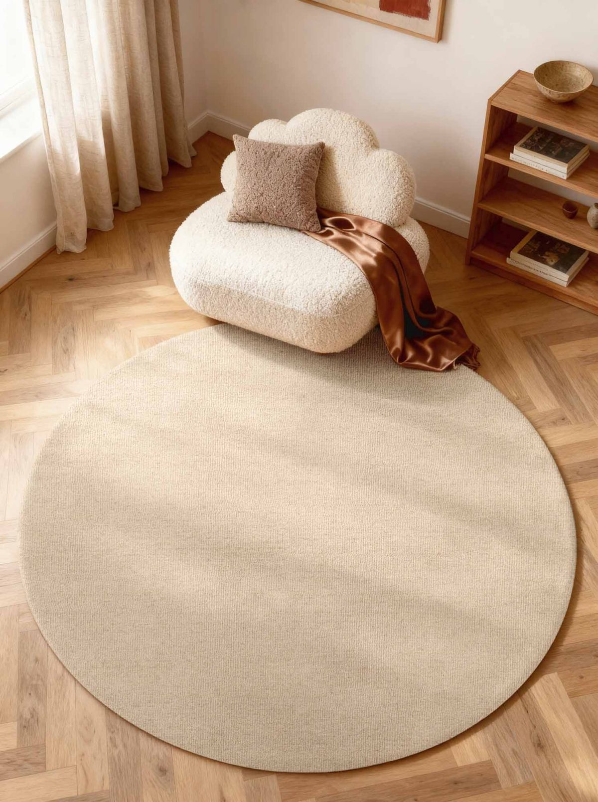 Kruhový kusový koberec Elle Decoration Puristic 106319 Light Beige Ø 200 cm