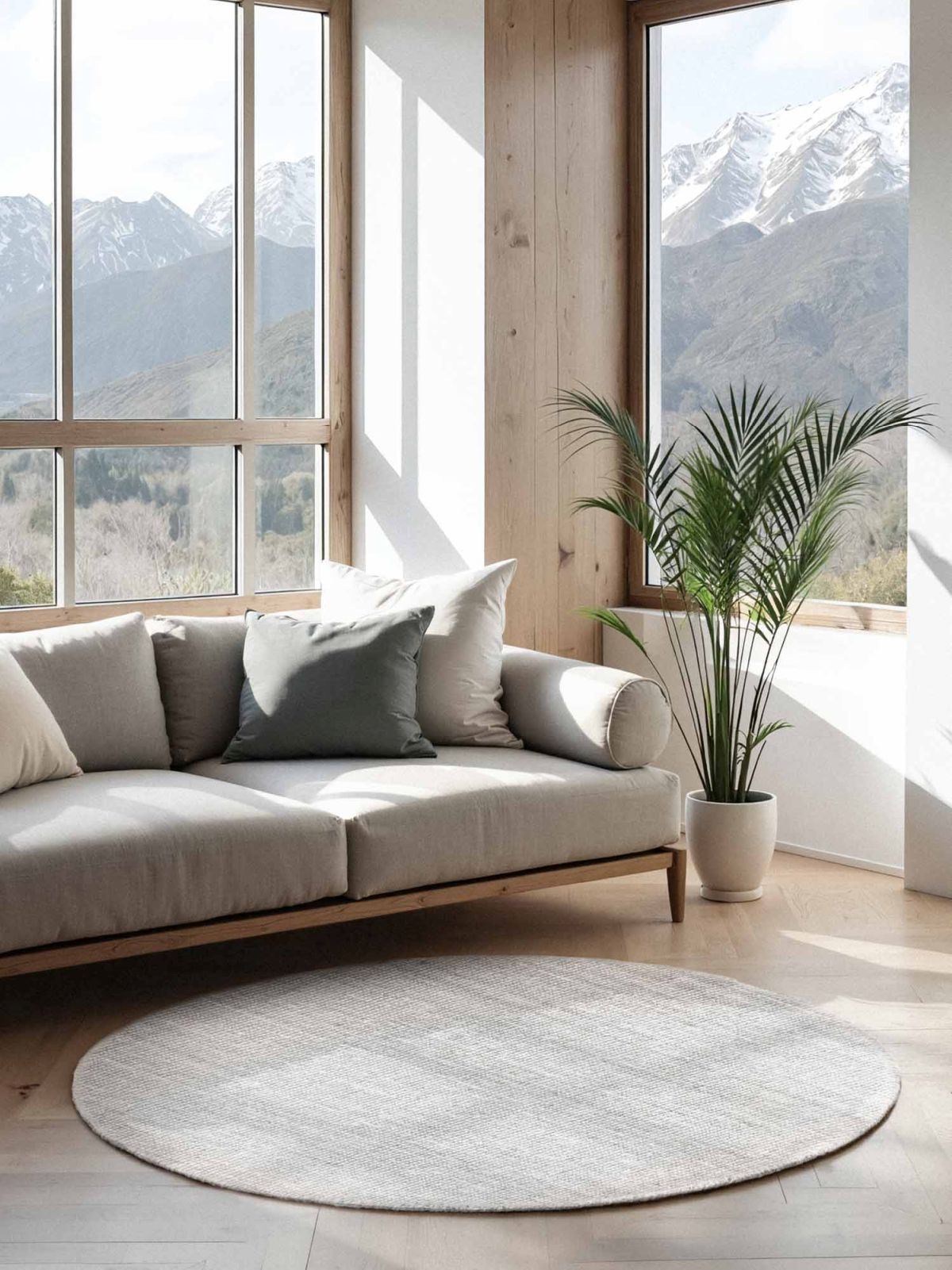 Kruhový kusový koberec Hanse Home Bouclé 106325 White Ø 200 cm