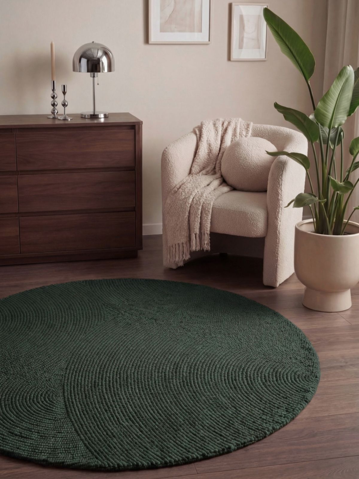 Kruhový kusový koberec Hanse Home Calmio 106404 Green Ø 200 cm