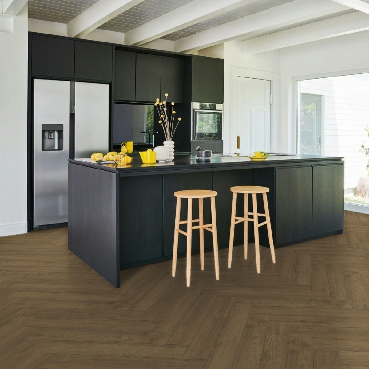 Laminátová podlaha PARADOR Trendtime 3 Herringbone 4V 1748754 Dub Mont Blanc tmavohnedý 1,595 m2