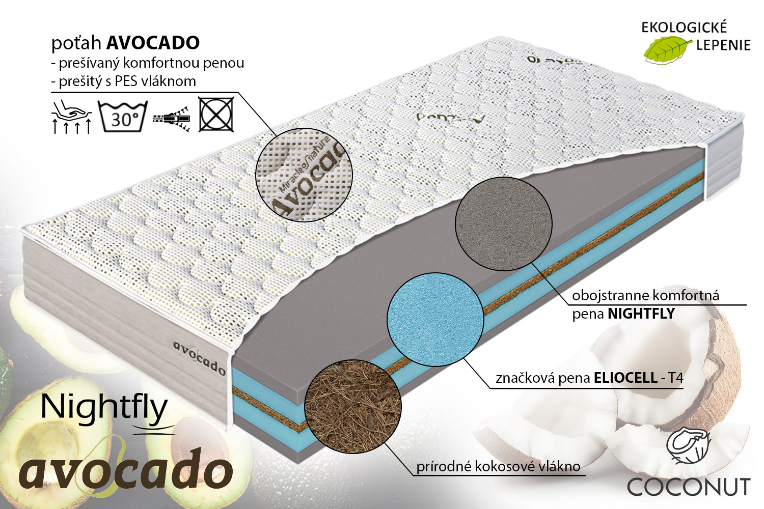 Fotografia produktu: Penový matrac COCONUT PREMIUM T4 200x120 cm